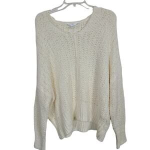 Time & Tru Women Cream Open Knit Soft Beachy Coastal Cottage Core  Sweater XL